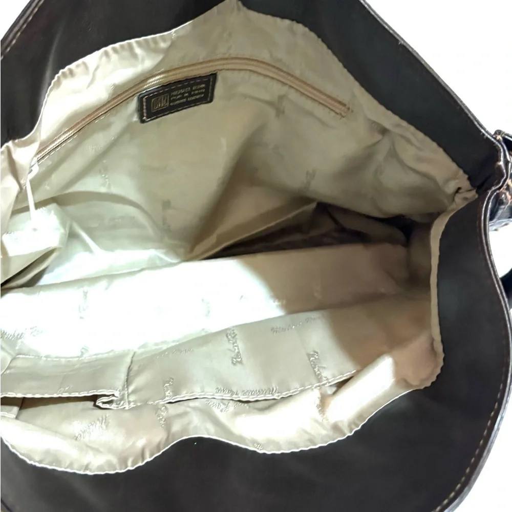 Michael  Rome Elegant Brown Leather Hobo Bag